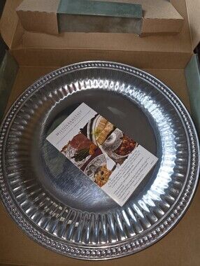 Wilton Armetale Flutes Pearls Medium Round Serving Tray Platter 13.5 NIB 272104